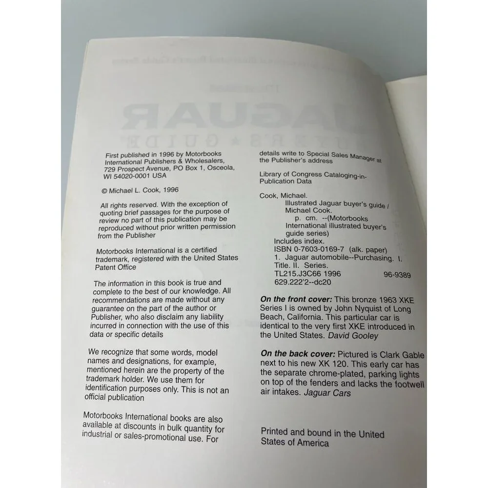 Illustrated Jaguar Buyer's Guide Paperback Book Michael L Cook 1996 Vintage Car